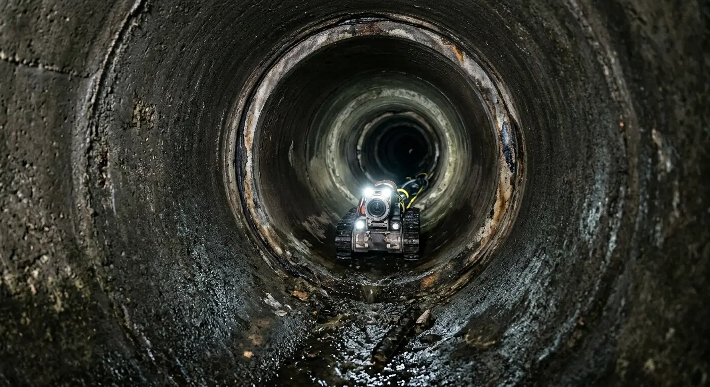 Robotic sewer camera inspecting pipe interior for Sewer Line Cleaning in Normandy Park